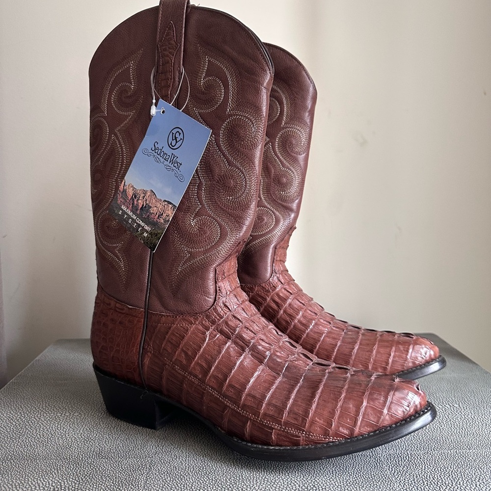 Sedona West Brown Western Cowboy Boots Sz 9